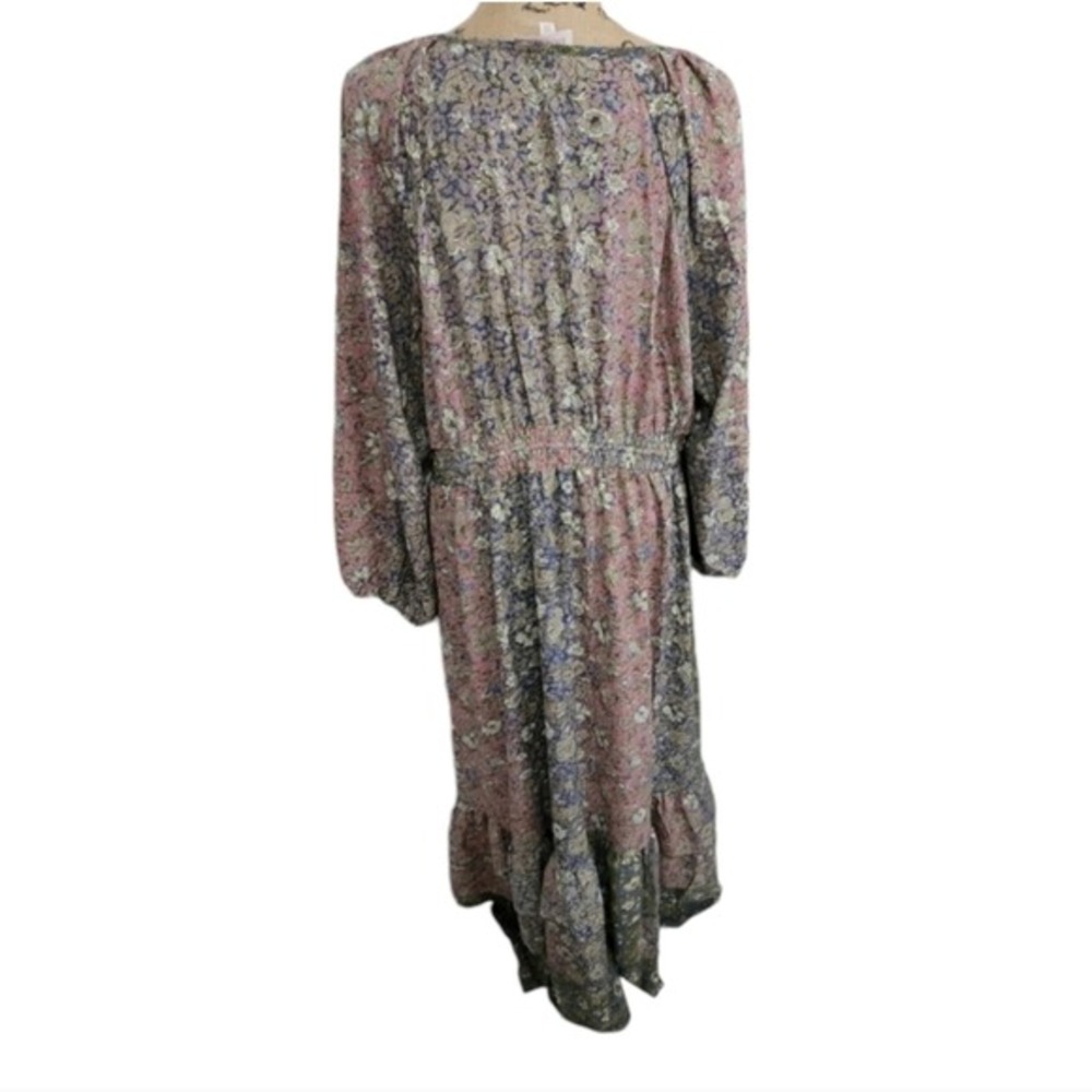 Revolve x boemo Floral Maxi Dress Tiered Ruffle V Neck Smocked Waist Tie Belt 3X - Picture 4 of 9